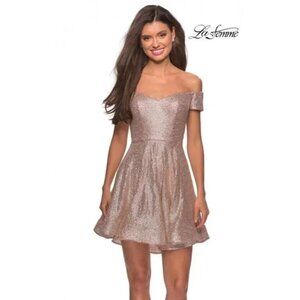 La Femme Size 4 Off the Shoulder Cap Sleeve Sequin Mini Dress